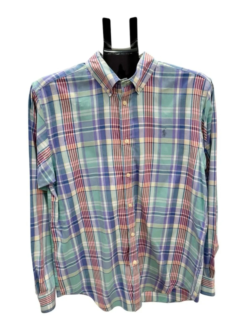 Polo Ralph Lauren Pastel Plaid Button Down Shirt Youth XL 18-20 Fit Mens XS EUC